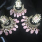 Pink Beads Earring with Tikli (head ornament) set