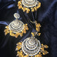Yellow Beads Earring with Tikli (head ornament) set