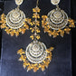 Yellow Beads Earring with Tikli (head ornament) set